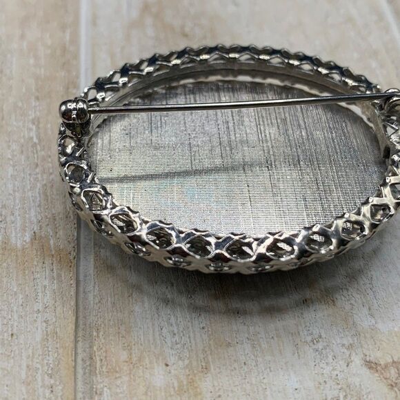 Vintage Large heavy black onyx brooch pin - Picture 7 of 10